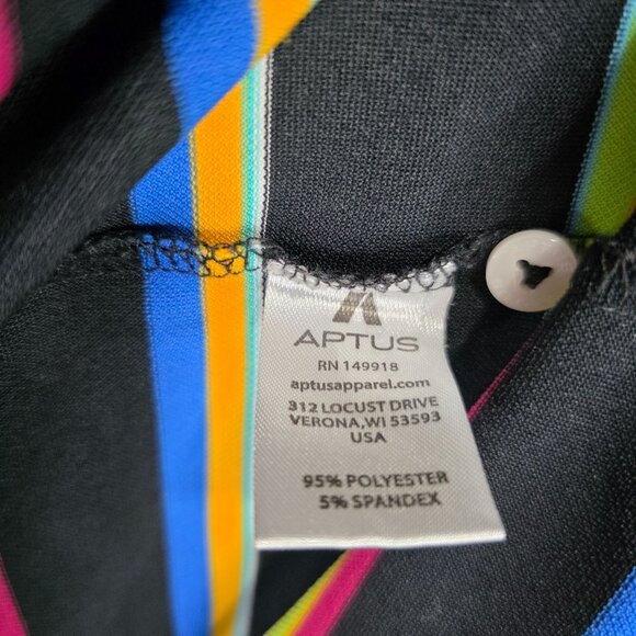 Mens Aptus Black Multicolor Striped Modern Fit Polo Shirt Short Sleeve Size L - Picture 4 of 9